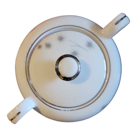 Vtg Platinum Star Burst Creative Lidded Sugar Bowl Dish #1014 - Picture 4 of 7